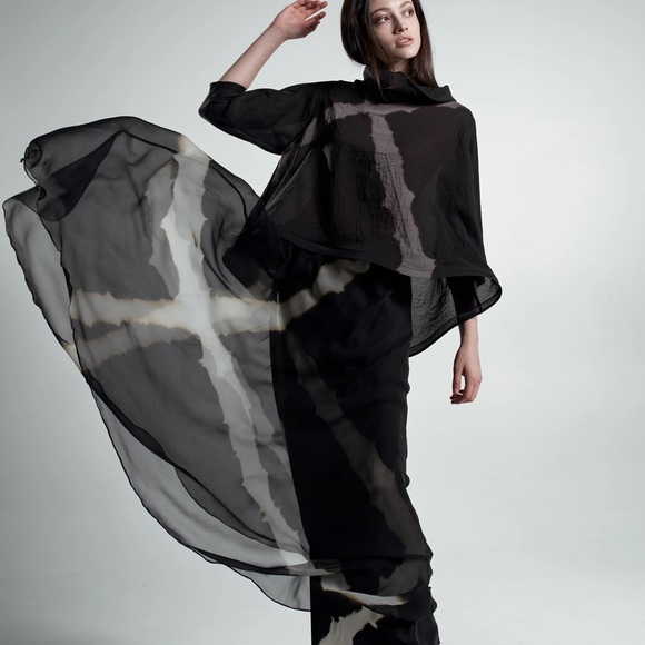 Steve Sells Studio Shibori oversized cowl neck tunic top - Picture 9 of 16